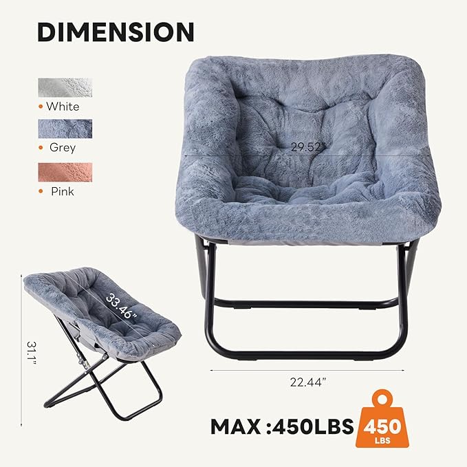 Sweetcrispy Comfy Chair for Adults Foldable Living Room Chair Soft Faux Fur Lounge for Bedroom Dorm Rooms Comfortable Reading Chair for Teens X-Large