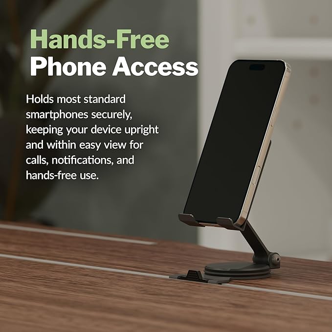 Vari TechTrack Phone Stand &amp Holder for Desk Systems – Adjustable Rotating Smartphone Mount for Hands-Free Viewing Tool-Free Desk Integration Compact Ergonomic Design for Workspaces