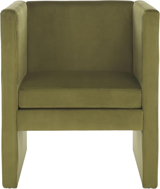 SAFAVIEH Home Collection Gisle Modern Olive Green Velvet Accent Chair (Fully Assembled)