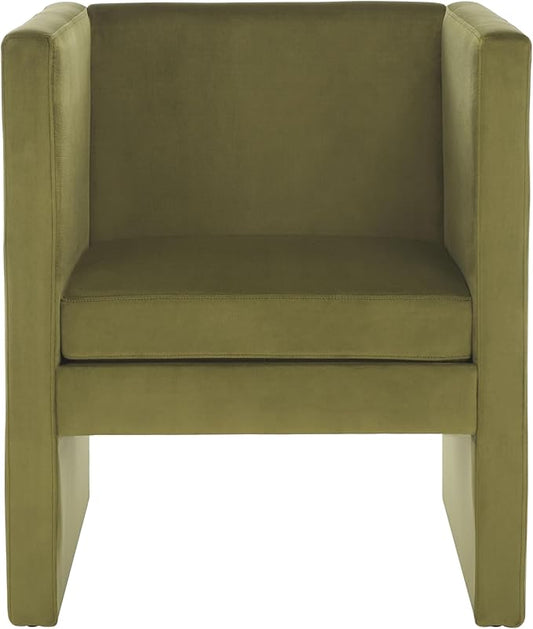 SAFAVIEH Home Collection Gisle Modern Olive Green Velvet Accent Chair (Fully Assembled)