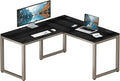 SHW 55 x 60 Inches Commercial-Grade L-Shape Corner Office Computer Desk Espresso
