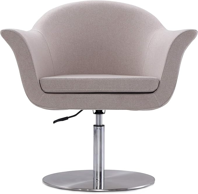 Manhattan Comfort Voyager Adjustable Swivel Accent Chair Set of 2 with 360° Turn Mid-Century Modern Design Woven Upholstery and Removable Cushion Ideal for Living Room or Home Office Barley