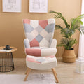 Accent Chair with Ottoman Living Room Chair and Ottoman Set Comfy Side Armchair for Bedroom Creative Splicing Cloth Surface