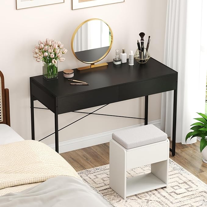 SlickBlue 2-Drawer Home Office Desk with Steel Frame and Spacious Desktop