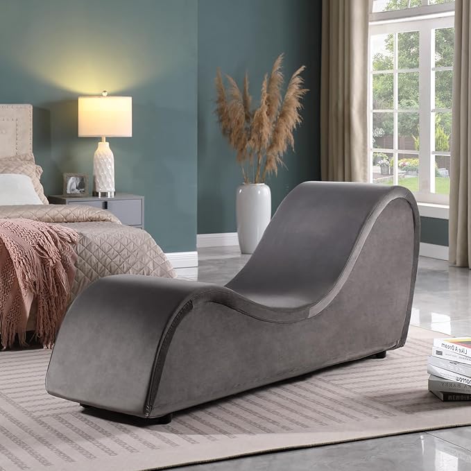 KORZEY Ergonomic Sofa Couch for Stretching Relaxation Exercise with Padded Sponge Removable &amp Washable Non-Slip Bottom Chair for Bedroom Living Room (Grey)