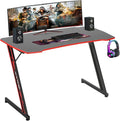 BestOffice Gmaing Desk Z Shaped 47 inch PC Computer Desk Computer Workstation Ergonomic Gaming Table with Headphone Hook for Game Players Red