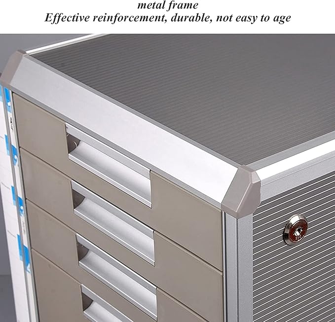Desktop File CabinetA4 Lockable Aluminum Alloy Storage Organizer BoxOffice Storage Drawer Confidentiality with Lock (5 Drawer)