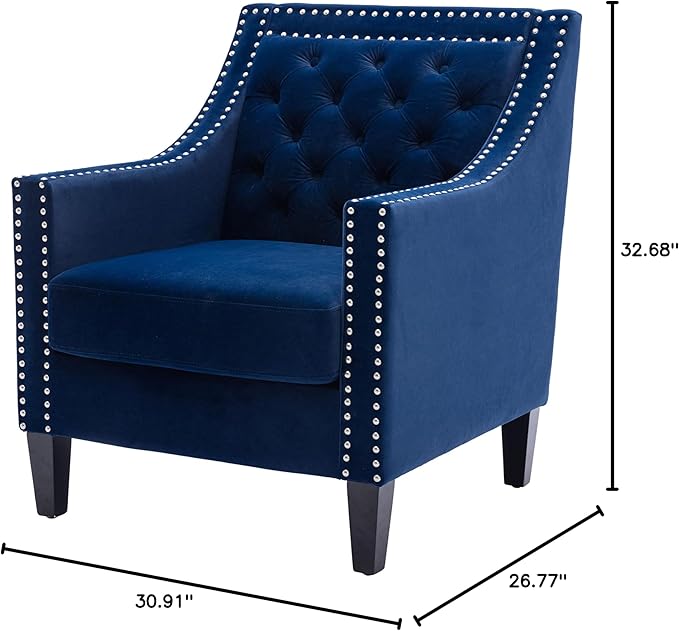 Accent Armchair Living Room Chair with Nailheads and Solid Wood Legs