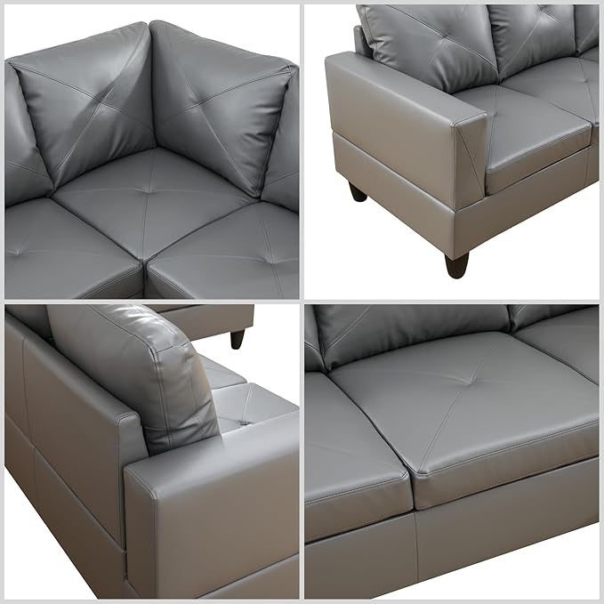 L Shaped Couch Modular Sectional Sofa with Chaise Modern Modular Sofas Furniture Sofa Couches for Living Room/Apartment/Office/Bedroom Dark Grey
