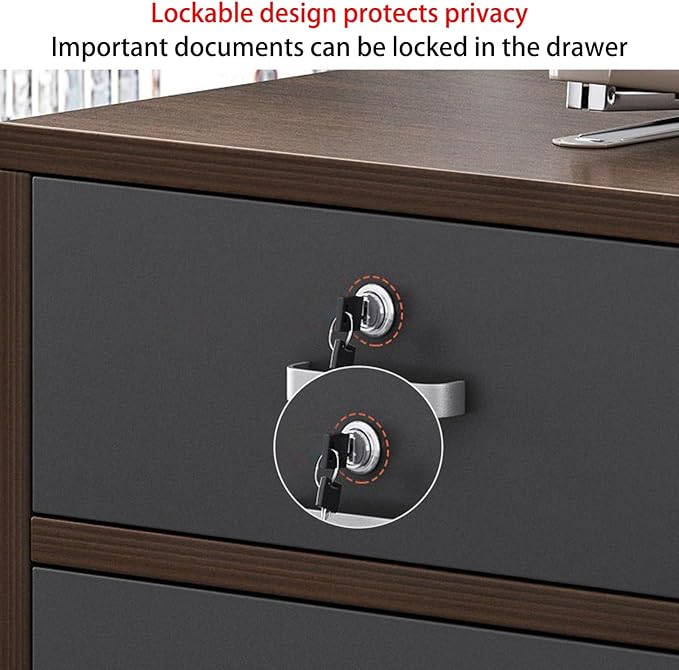Wood File Cabinet Lateral File Cabinet 3 Drawer File Cabinet with Lock Printer Stand with Storage Mobile Filing Cabinet Home Office Organization Furniture