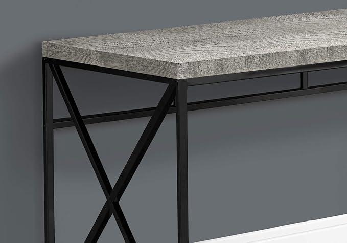 Computer Desk Home Office Laptop Work Grey Laminate Black Metal Contemporary Modern