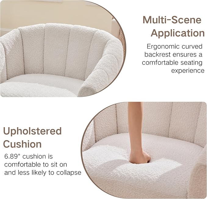 Mlmh &amp Kngwa 32.28 W Swivel Barrel Accent Chair Chenille Upholstered Swivel Chair Comfy Chairs Single Sofa for Living Room Bedroom Ivory