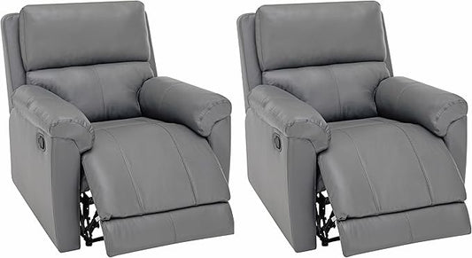 MINCETA Recliner ChairsModern 5 Wall Hugger Nursery Recliner with Overstuffed Arm and Back for Living RoomSet of 2PU Leather in Gray