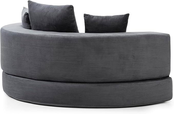 KEIKI 67 Corduroy Convertible Circular Floor Sofa BedMulti-Functional Adjustable Futon Couch for Living Room Bedroom OfficeNo Assembly