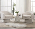 Modern Beige Swivel Accent Chair Set of 2 Upholstered Linen Barrel Chair Boucle Vanity Reading Chair Cozy Round Single Sofa Arm Chair Club Side Chairs for Bedroom/Waiting/Living Room