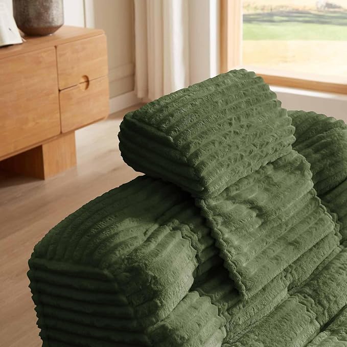 40 Swivel Cloud Chair 360° Swivel Accent Chair with Armless &amp Movable Pillow Cozy Single Sofa Oversized Reading Chair for Bedroom Living Room Compression Corduroy Plush Easy Assembly (Green