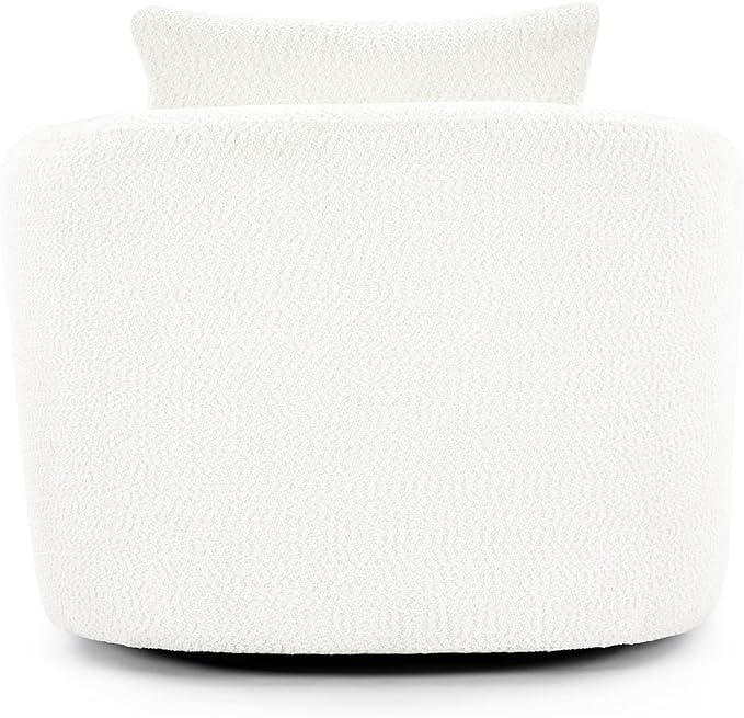 360° Swivel Chair 38.2 Accent Chair Sofa Boucle Fabric Upholstered Swivel Barrel Sofa Chair with a Throw Pillow for Living Room Bedroom Office Hotel (Beige-4.29)