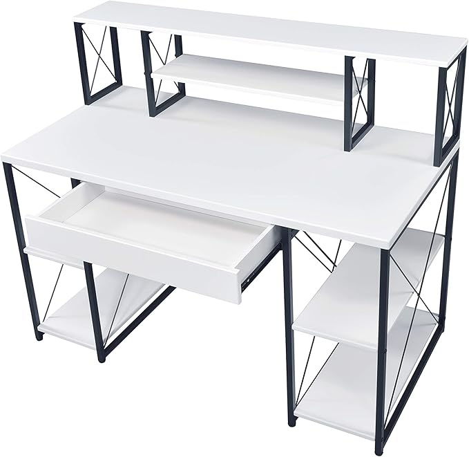 Modern All Purpose White Finish Writing Work Study Desk Computer Desk for Home Office Living Room