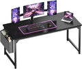 OLIXIS Computer Desk 63 Inch Home Office Desks for Small Spaces Gaming Writing Study Work Table with Storage Bag for Bedroom Black