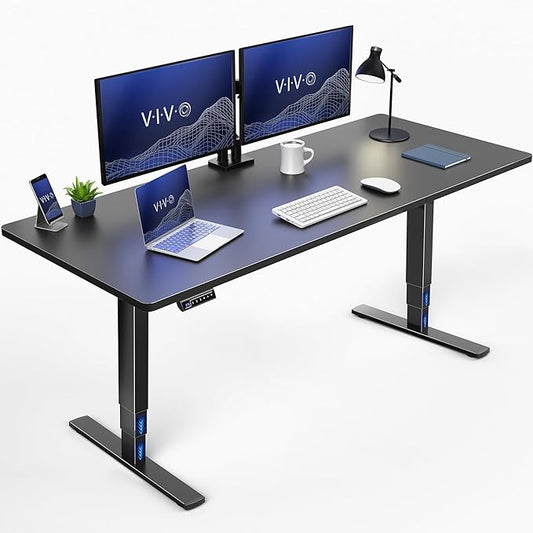 VIVO Electric 71 x 30 in Standing Desk Touch Screen Adjustment 220 lb Frame Support 2E Series Black Top Black Frame DESK-KIT-2E71B