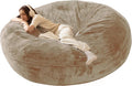 Bean Bag Chair for Adults6FT Oversize Floor Bean Bags Offers Ample Space for AdultsMemory Foam Giant Bean BagsLounger Versatile Design Suits Any RoomMovie NightsReading (Apricot 6FT)