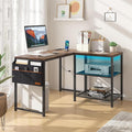 VECELO L Shaped Computer Desk 49 Inch Writing Study Corner Gaming Table with Storage Shelves and Side Bag for Home Office Workstation