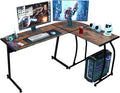 SUPER DEAL L-Shaped Corner Desk Computer Gaming Desk - 58 Inch Modern Home PC Table Office Writing Workstation Rustic Brown