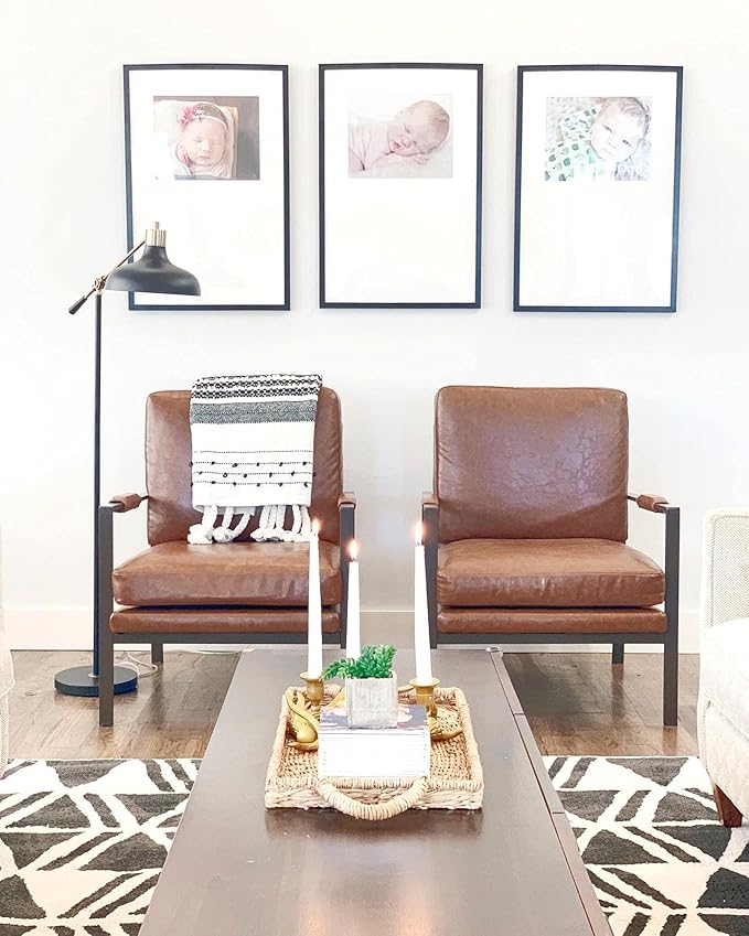 Signature Design by Ashley Peacemaker Mid-Century Modern Faux Leather Accent Chair Brown