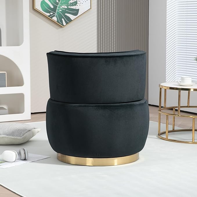 Swivel Barrel Chair 360 Degree Rotation Accent Chair for Living Room Comfy Round Velvet Armchair for Bedroom Office Lounge