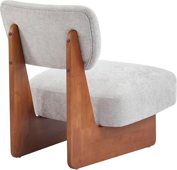 Set of Two Accent Chairs Chairs Living Room Set of 2 - Comfortable Accent Chair with Soft Upholstery Armless Chair with Wood Base for Small Spaces Living Room Bedroom (Grey+Walnut)