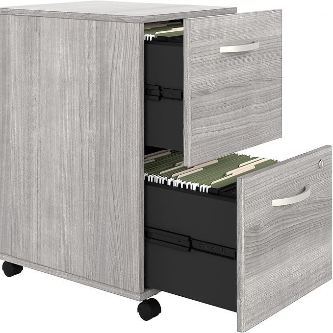 Bush Business Furniture Studio A 2 Drawer Mobile File Cabinet in Platinum Gray - Assembled