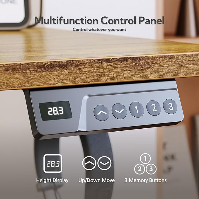 Seang Standing Desk with Drawer 55 x 24 Height Adjustable Stand Up Desk 3 Memory Height Settings with Cable Grommets &amp Storage Hooks Ideal for Home &amp Office Rustic Brown