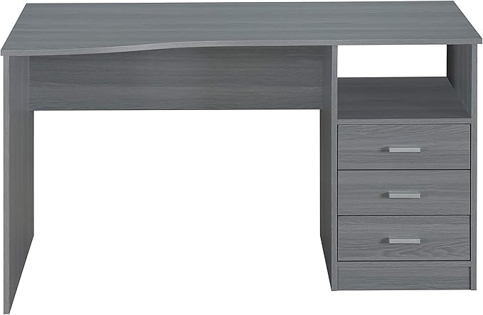 51 Classic Computer Desk with Drawers 3-Drawer Home Office Desk with Storage Grey
