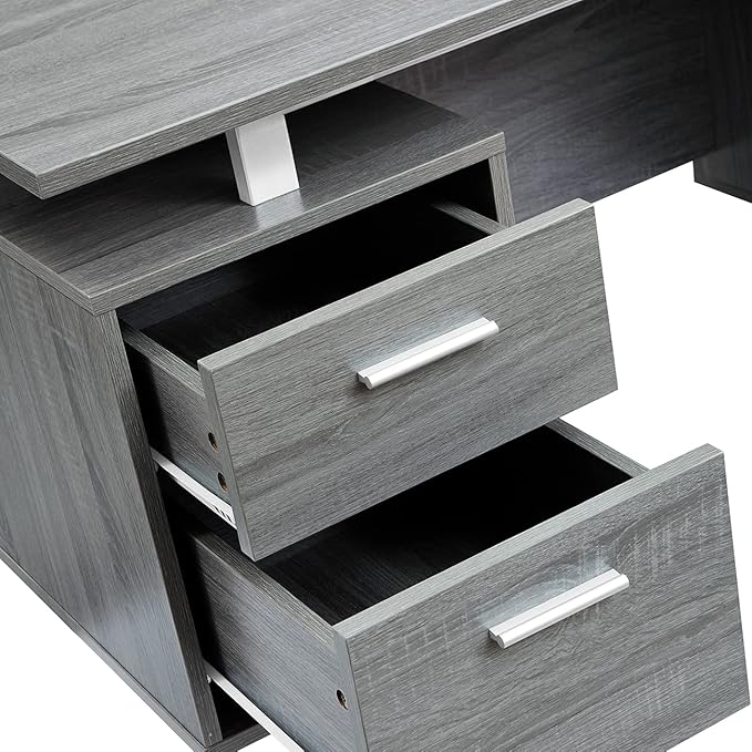 Techni Mobili Modern Office Desk with Storage Gray