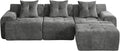 101.65” Modular Sectional Couch for Living Room Modren L-Shape Cloud Sectional 3-Seater Sofa with Movable Ottoman Woven Texture Upholstery Boneless Couch No Assembly Grey