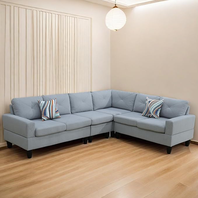 L Shaped Sectional Modern Sofa - Convertible Leather Sleeper Bed Couch Set with Reversible Chaise Lounge Modular Cloud Couch for Living Room Apartment