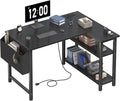 DLisiting Small L Shaped Gaming Desk with Shelves 40 Inch Small Corner Computer Gaming Desk for Boys Teens Bedroom Study Work PC Desks for Home Office Bedroom Black