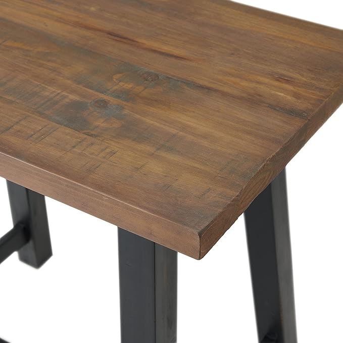 Adam 32 in. Solid Pine Wood Desk Rustic Industrial Style Distressed Black Sawhorse Legs Compact Office Desk Natural Wood Characteristics 32 in. W x 21 in. D x 30 in. H Ideal for Home Office