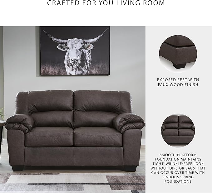 Signature Design by Ashley WalkerPoint Contemporary Loveseat with Removable Cushion Dark Brown