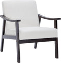 Medieval High Back Armchair Modern Accent Chair with Upholstered Seat Solid Wood Legs Comfortable Lounge &amp Reading Chair for Living Room Bedroom Home Office (White)