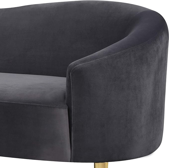 Meridian Furniture Ritz Collection Modern | Contemporary Velvet Upholstered Loveseat with Sturdy Metal Legs in Rich Gold Finish Grey 67 W x 31.75 D x 30.5 H