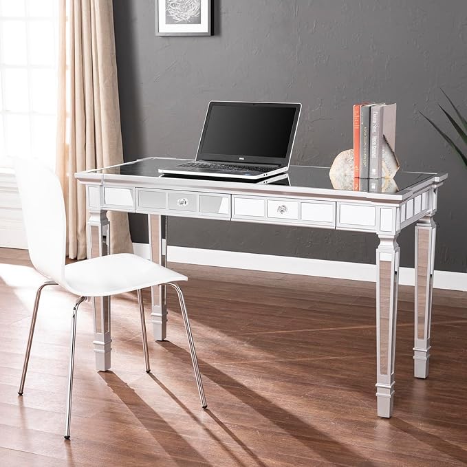 Mirrored Writing Desk with Drawers - Glam Home Office Desk - 47 Wide
