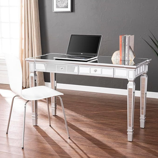 Mirrored Writing Desk with Drawers - Glam Home Office Desk - 47 Wide