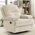 Manual Rocker Recliner Chair for Adults High Back Glider with Deep Seat Upholstered Fabric Armchair for Living Room &amp Nursery Beige