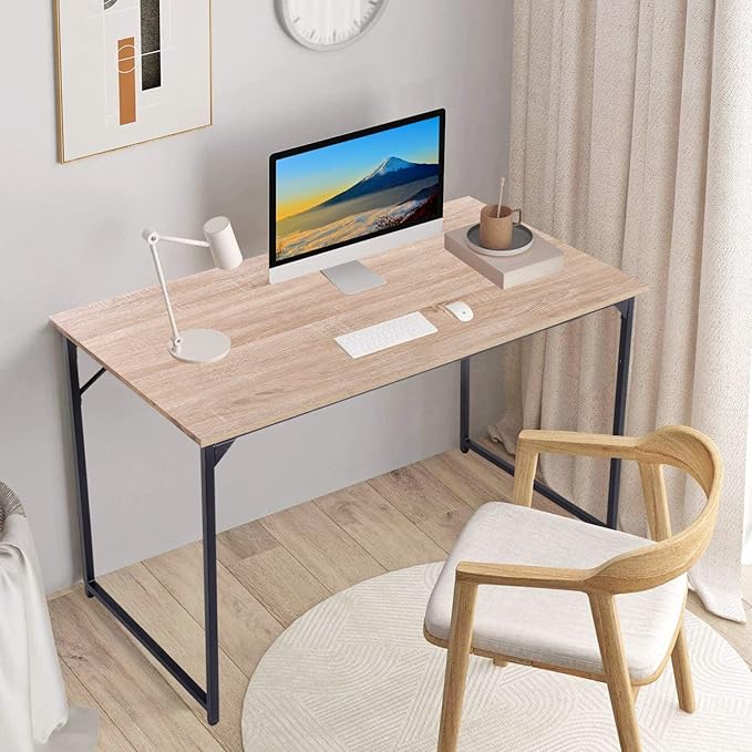 BLKMTY 47 Computer Desk Home Office Desk Wood Writing Study Table Modern Simple Computer Table Desk Fashion Tables for Room with Metal Frame Workstation for Small Space Nature