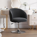 Furniliving Makeup Vanity Chair Flexible Round-Back Accent Chair with Plated Frame Height Adjustable Swivel Chairs for Living Room Charming Chair Lounge Pub Bar (Black)