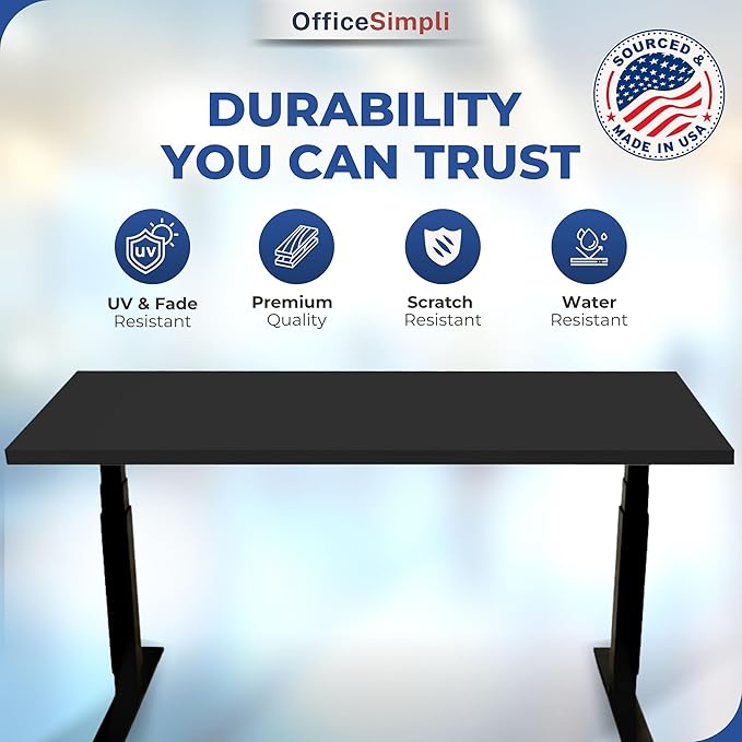 OfficeSimpli 60 x 24 Inch Desk Top Made in USA Replacement Table Top for Sit-to-Stand Adjustable Desk Frame Countertop Workbench for Classroom Home and Office (Desk Top only) - Black