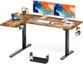 Muvai L Shaped Standing Desk with Cable Management Tray 59 Inch Height Adjustable Electric Standing Corner Desk Sit Stand Up Work Table for Home Office with Reversible Splice Board Rustic Brown