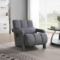 Modern Upholstered Accent Chair with Pillow Comfortable Linen Fabric Living Room Chair Mid Century Bedroom Chair with Pine Wood Frame (Dark Grey)