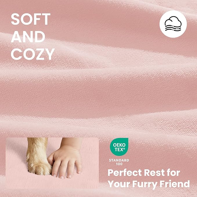OhGeni Orthopedic Waterproof Dog Bed for Medium Large Dogs Machine-Washable Removable Cover in Easy-Clean Fabric High Density Foam &amp Easy-Carry Handle Suitable for Crate 35 inch (Pink)